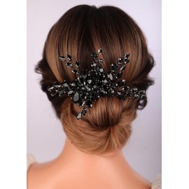 Rumtock Vintage Black Rhinestone Beads Hair Comb for Wedding Brides Bridesmaid Women Special Occasion Jewelry (Black)