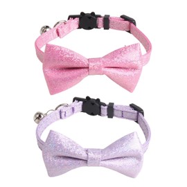 MEMOFYND 2 Pieces Cat Bow Collar, Pet Collar With Bell, Adjustable Cat Collar, Cute Cat Bow Tie, Pet Supplies