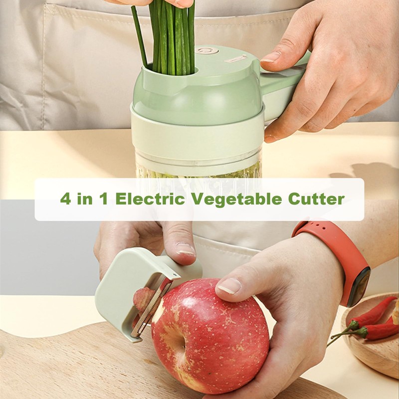 AXEDAES 4 in 1 Multi-Functional Portable Electric Vegetable Cutter Set,