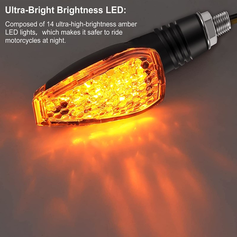 Frienda 4pcs Motorcycle Turn Signals 14 LED 12v Lights Indicators