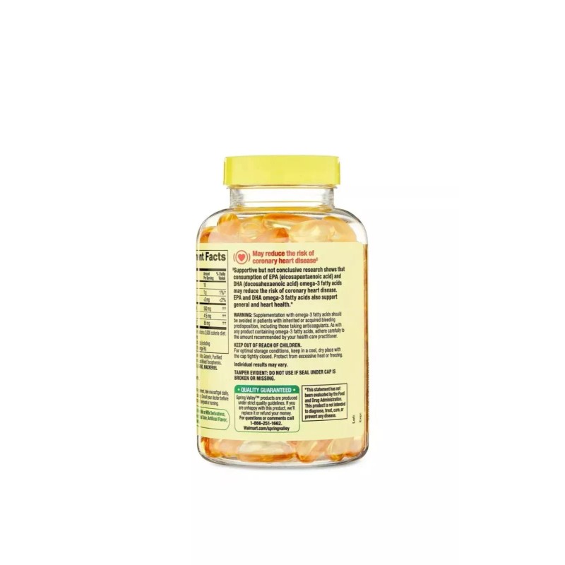 Spring Valley Fish Oil Omega-3 General Supplement Softgels, 500 mg,