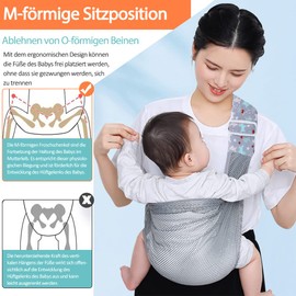 HINATAA Atmungsaktive Baby Tragetuch, Verstellbare Babytrage Wickeln, Schnell Trocknend, 3D Netzstoff, Dicken Schultergurten, Elastisch für Sommer, Pool, Strand, Tragen von Neugeborenen (Grau)