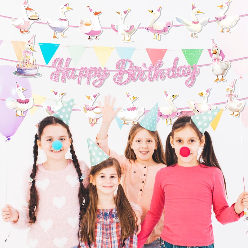 3pcs Goose Theme Garlands Banner Cute Farm Animal Geese Party