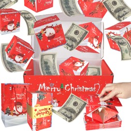 AMIITRY Surprise Gift Box Explosion, Surprise Box Gift Box for Money, Christmas Surprise Box, Folding Bouncing Money Gift Boxes for Christmas Anniversary, 12 Bounces (Red)