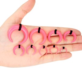 Longbeauty 18Pcs Acrylic Septum Pincher Tapers C Shape Buffalo Ear Taper Kit Stretching Expander Rings for Nose Ear Gauges Size 14G 12G 10G 8G 6G 4G 2G 0G 00G, Acrylic, cubic-zirconia