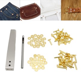 Copper Rivets with Setters, Copper Rivet Router Kit, High Hardness, Easy to Install, Rustproof Rivets for Bag (Style A)