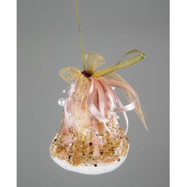 3Pcs Light Pink Santa Bell 8x10cm - Christmas Tree Hanging Decorations Festive Decorative Ornaments Fairy Tale Themed Xmas Tree Pendant