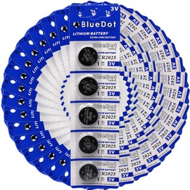 BlueDot Trading 3Volt Lithium Coin Cell CR2025 Long-lasting Batteries for watches, flameless candles, calculators, and many other devices, Pack of 100