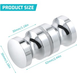Shower Door Handle Bathroom Door Knob Shower Screen Knob Glass Door Knob,1Pc Round Chrome Glass Door Handle Pull Handle Knob,Double Side Glass Door Knob,Shower Screen Handle Bathroom Door Handle Knob