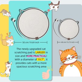 Cat Scratching Pads in 10 Color Styles 19.7inch,The Round sisal Braided cat pad is Durable Enough to Withstand Cats Daily Scratching. Furniture Protector for Sofasand Walls (White, 19.7")
