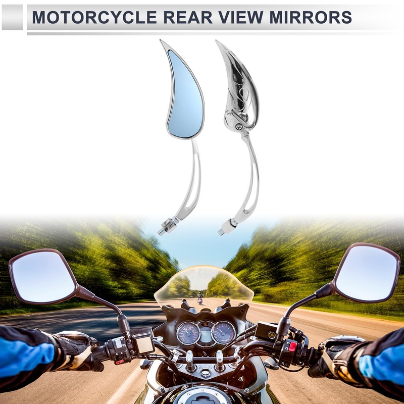 X AUTOHAUX 1set Universal Motorcycle Rear View Mirrors Adjustable Bar