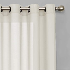 ECLIPSE Liberty Sheer Light Filtering Grommet Top Curtains for Living Room and Bedroom, Single Panel, 52" x 108", Ivory