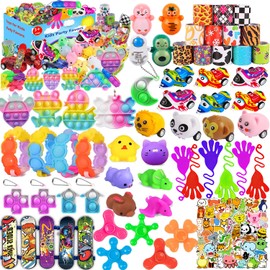 Aowrebu 114 Pack Party Favors for Kids 4-8 8-12, Pop Fidget Toys, Treasure Box Toys for Classroom Prizes, Pinata Filler, Goodie Bag Stuffers, Carnival Prizes, Prize Box Toys for Kids Classroom