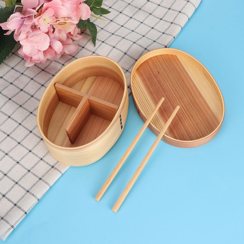 1Layer Bento Box Wood Lunch Box Wooden Sushi Tableware Bowl