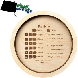 Natldgs Farkle Dice Tray, Farkle Classic Dice Game with Tray and 2 Sets of 6 Pearl Di...
