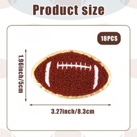 18pcs Chenille Football Patches, Iron On Patches Gold Edges Rugby Embroidered Embroidery Sew on Patch Sport Appliques for Bags Jackets Jeans DIY Sew Making Clothes