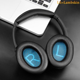 SoloWIT Ersatzpolster Ersatz Ohrpolster für Bose QuietComfort 15 QC15 QC25 QC2 QC35/Ae2 Ae2i Ae2w/SoundTrue & SoundLink Around-Ear Serie Kopfhörer,Polster mit weicherem Lammfell(Brilliant Schwarz)