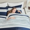 Uniclinens Navy Striped Comforter Set Queen - Fluffy Lightweight Quilted
