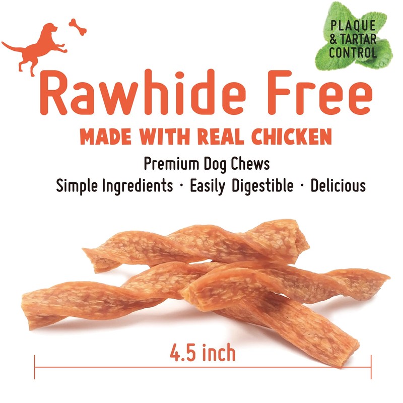 LuvChew Chicken Dog Chew Twist Sticks, Puffed Human Grade Chicken
