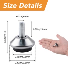 MOROBOR M6 Screw in Adjustable Furniture Levelers, 16pcs Stainless Steel Screw Foot Levelers Furniture Leveler Swivel Feet Screw On Furniture Glide Leveling for Table Chair Legs