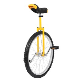 DYNAMI 24 Inch Unicycle for Adults,Outdoor Sports Wheel Unicycle with Manganese Steel Frame and Aluminum Alloy Rim,Adjustable Height,Load 154 lbs,Anti-slip For Outdoor Sports Fitness Exercise (Yellow)