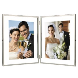 YiPinYin 7x9'' Silver' Double Floating Frame For Photo Sizes (4x 6''5x7'',6x8''),Adjustable Tabletop/Shelf Photo Frame,Gift for Wedding,Birthady, Home or Office Decor.