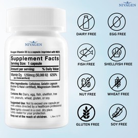 Nivagen Vitamin D3 50,000 IU (1250 mcg) | Once Weekly Dose | 100 Capsules (100 Weeks, Approx. 2 Years Supply) | Easy to Swallow | Bone, Muscle & Immune Support | Non-GMO, Gluten Free | Made in USA