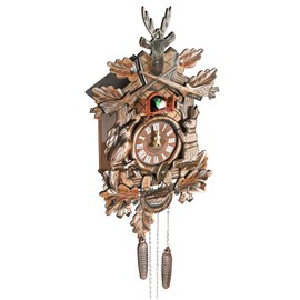 RibasuBB Cuckoo Wall Clock, Black Forest Hand-Carved Cuckoo Clock with Volume Control, Night Mode, Black Forest Retro Traditional Handcrafted Wooden House Home Decor, Gifts for Family