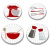 Walarky Kitchen Utensil Pattern Round Metal Hob Covers 4-Piece Stove