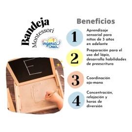 Bandeja Didáctica Montessori Ingeniacreacartaspizarr Doble Color Letra cursiva                                                                        