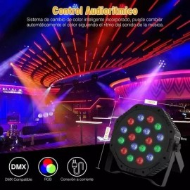 Taej 85 2 Reflectores Cañones Luces Led 18x1 Rgb Audioritmico Dmx