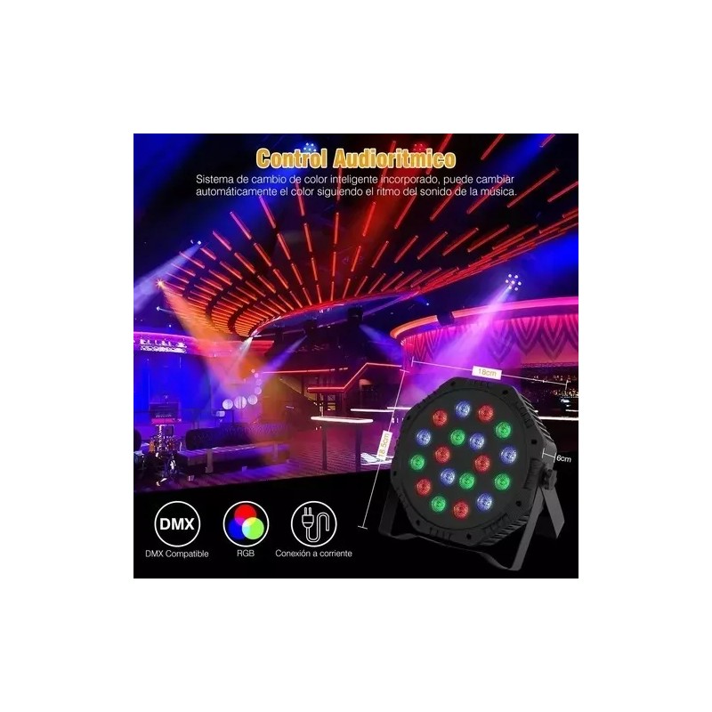Taej 85 2 Reflectores Cañones Luces Led 18x1 Rgb Audioritmico