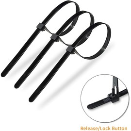 Meccion 100 Piece Releasable Cable Ties, Heavy Duty Reusable Tie Wraps, Strong Nylon Zip Ties (150mm x 3.6mm, Black)