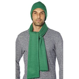 Concitor Brand Knit Cap Solid EMERALD GREEN Beanie Hat and Scarf Shawl Wrap Set