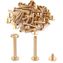 Chicago Binding Screws - 4 mm x 28 mm Binding Post - 10 mm Phillips Nut - Chicago Screw Binding Post Set for DIY Leather Decorations, Scrapbooking, Photo Albums, Bookbinding (Brass, 25 Pieces)