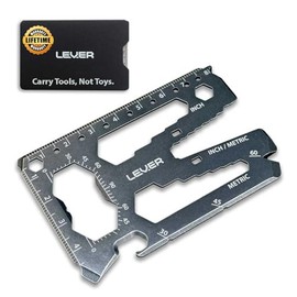 Lever Gear Toolcard Pro - 40 in 1 Credit Card Multitool. Slim, Minimalist Survival Card Wallet Tool Card. TSA Approved Multitool Card Pocket Tool. (Stonewash, Single)