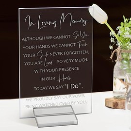 Memorial Table Sign for Wedding, Acrylic Wooden Wedding Reception Signs, Sympathy Gift in Loving Memory Wedding Sign, Wedding Memorial Signs for Wedding Gift Anniversaries Reunions(Classic) Decor Heaven - Color: Bright