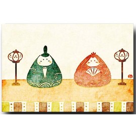 和風イラスト ポストカード 染絵風 「お雛様」 桃の節句 和道楽