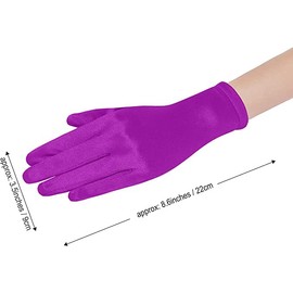 The Fancy Dress® Women's Short Satin Gloves - Ladies Dress Up Bridal Short Gloves Stretchy 1920s Opera Evening Party Dance Wedding Prom Gloves (Purple)