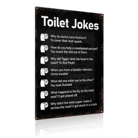 “Toilet Jokes” Metal tin signs, wall decorations for pubs, toilets, cafe bathroom wall decorations 12x8 Inch （2465）