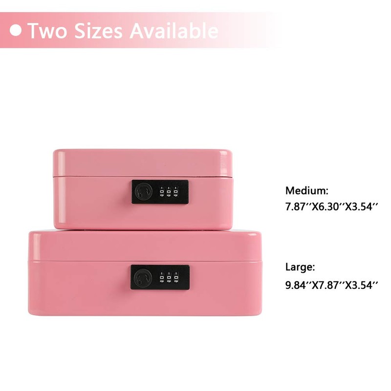 xydled Steel Cash Box Safe with Combination Lock,Money Safe Box