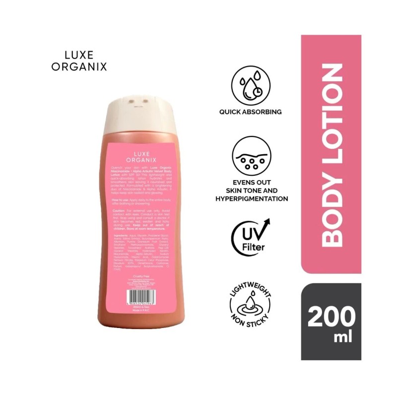 Luxe Organix Niacinamide + Alpha Arbutin Velvet Body Lotion SPF
