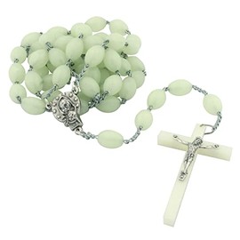 Luminous Glow in the Dark Rosary | Chunky Plastic Hail Mary Beads and Tough Chain | Great Catholic Gift for First Holy Communion and Confirmation | Made in Italy