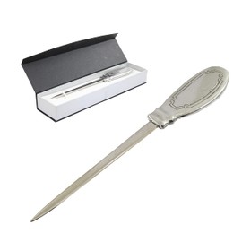 Cavagnini, Elegant Stainless Steel Pewter Letter Opener with Gift Box (Plate)