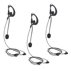 WODASEN 3 Pack Coach Soccer Referee Headset 3.5mm G Shaped Earhook Earpiece Fits Two-Way Football Intercom Radio Device Communication Earphone with Boom Mic Clear Sound (3 Pack)