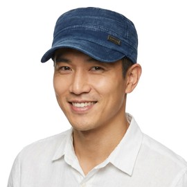 RUNQIU Men's Hat, Work Cap, Outdoors, Beautiful Silhouette, UV Protection, Cotton, Washed Fabric, Outdoors, Fishing, Golf, All Seasons (JP, Number Size, 21.7 inches (55.0 cm), 23.2 inches (59.0 cm), Blue)
