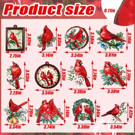 Soaoo 24 Pcs Cardinal Christmas Tree Ornaments Wooden Red Cardinal Christmas Decorations with Ropes for Xmas Tree Memorial Gifts Holiday Decor Home