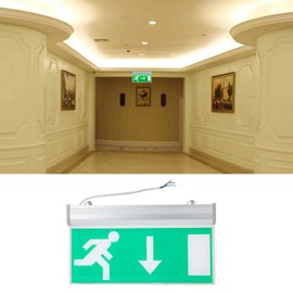 LED Emergency Exit Sign Light, Fire Arrow Down Suspended Safety Evacuation Indicator Light Bulkhead Double Sided Acrylic Lighting for Supermarket Hotel Hospital Indoor Guide Maintained 110 220V