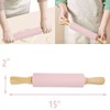 Silicone Rolling Pin for Baking,15inch Pastry Dough Roller with Wooden