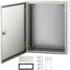 VEVOR NEMA Steel Enclosure, 20 x 16 x 6'' NEMA 4X Steel Electrical Box, IP66 Waterproof & Dustproof, Outdoor/Indoor Electrical Junction Box, with Mounting Plate